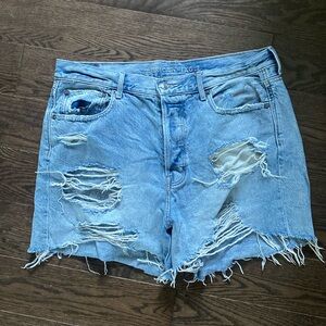American eagle high waist ripped jean shorts size 14